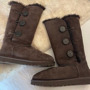 UGG Chocolate Brown Buttoned Winter Boots